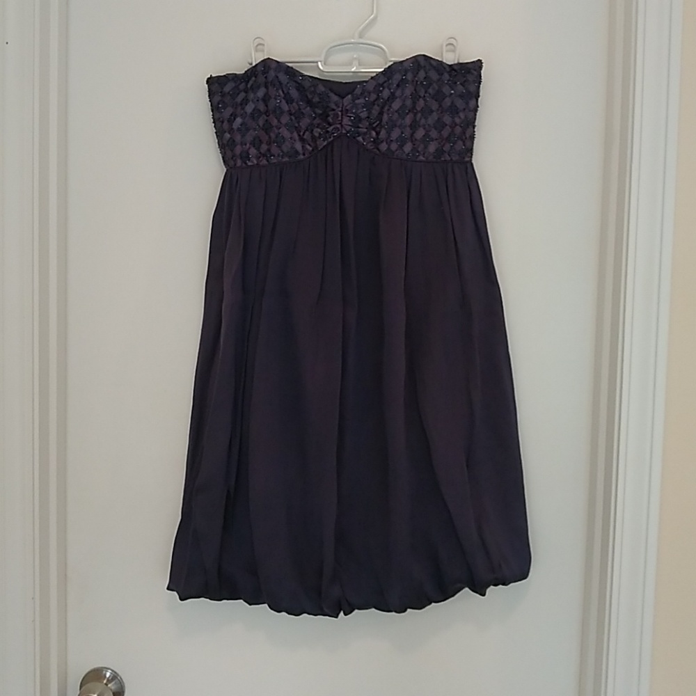 Laundry by Shelli Segal 100% silk navy blue strapless dress